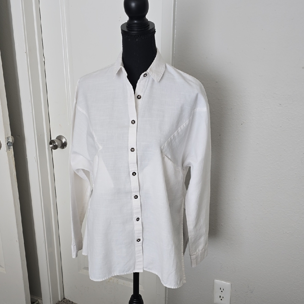Topshop White Casual Button Down Shirt